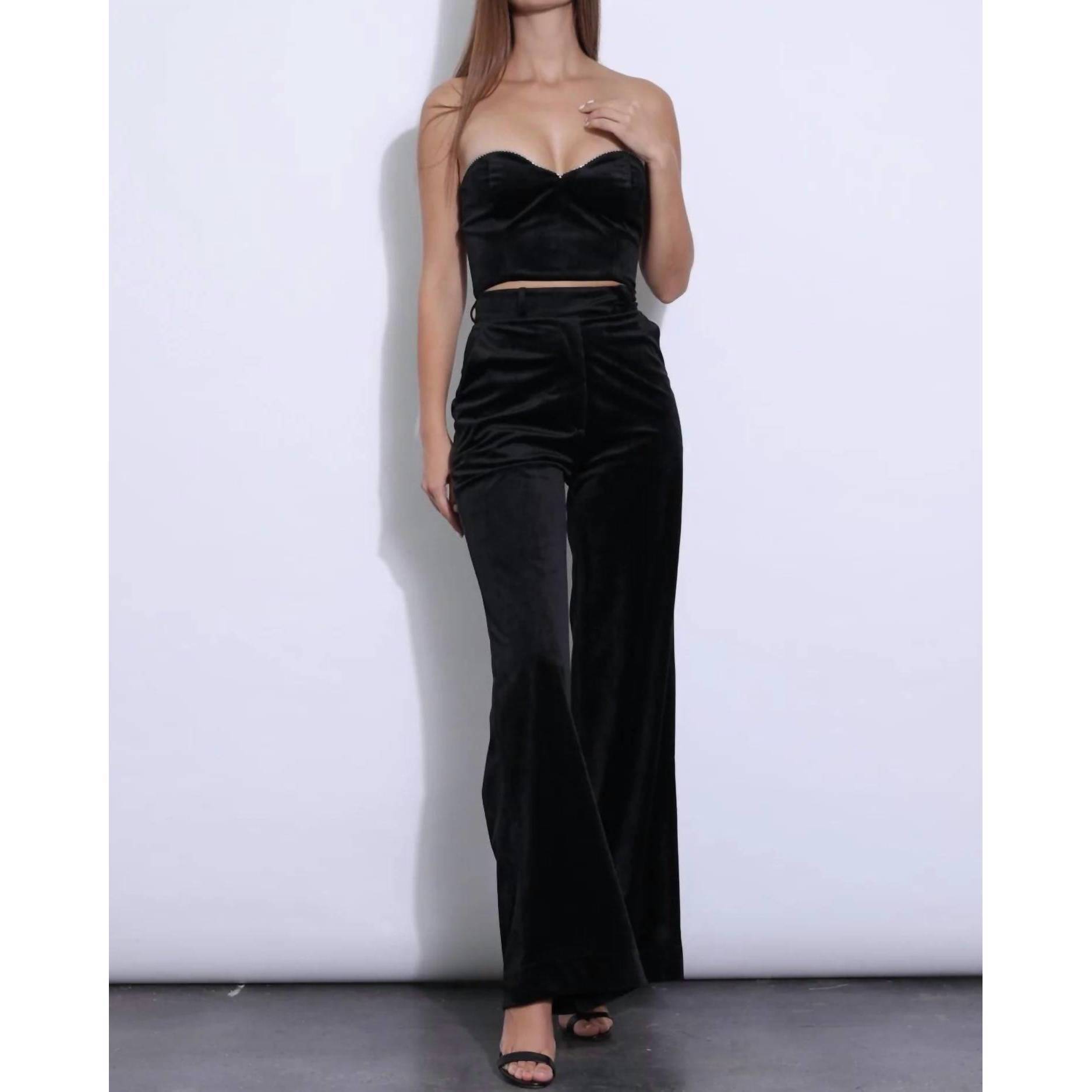 New Karina Grimaldi Skyler Velvet Pant In Black
